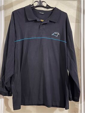 Nails at Play Black Long-Sleeve Polo with Teal Stripe
